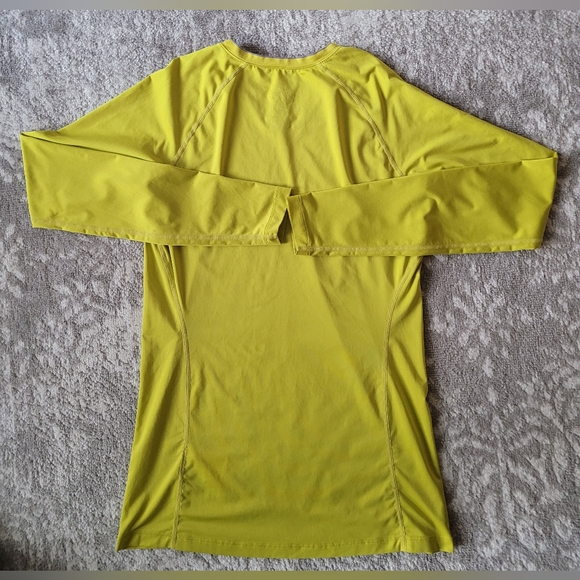 Nike Pro Combat Dri-Fit, VNeck Yellow/Lime Fitted Long Sleeve Top, Size M - Picture 2 of 5
